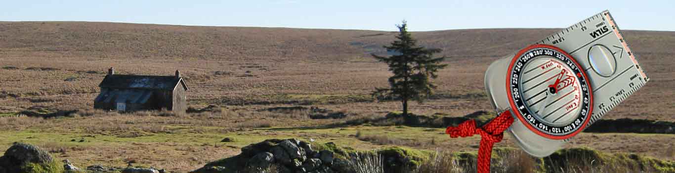 A view of Dartmoor with a compass overlaid