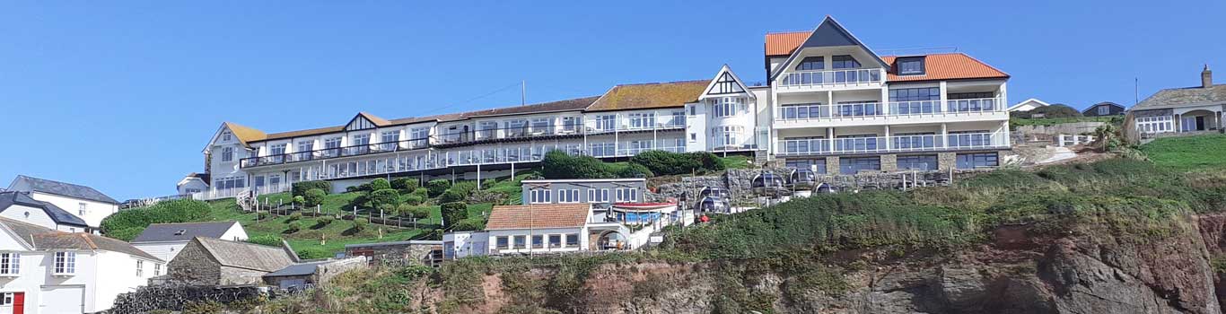 A view of the Hotel from the harbour Beach