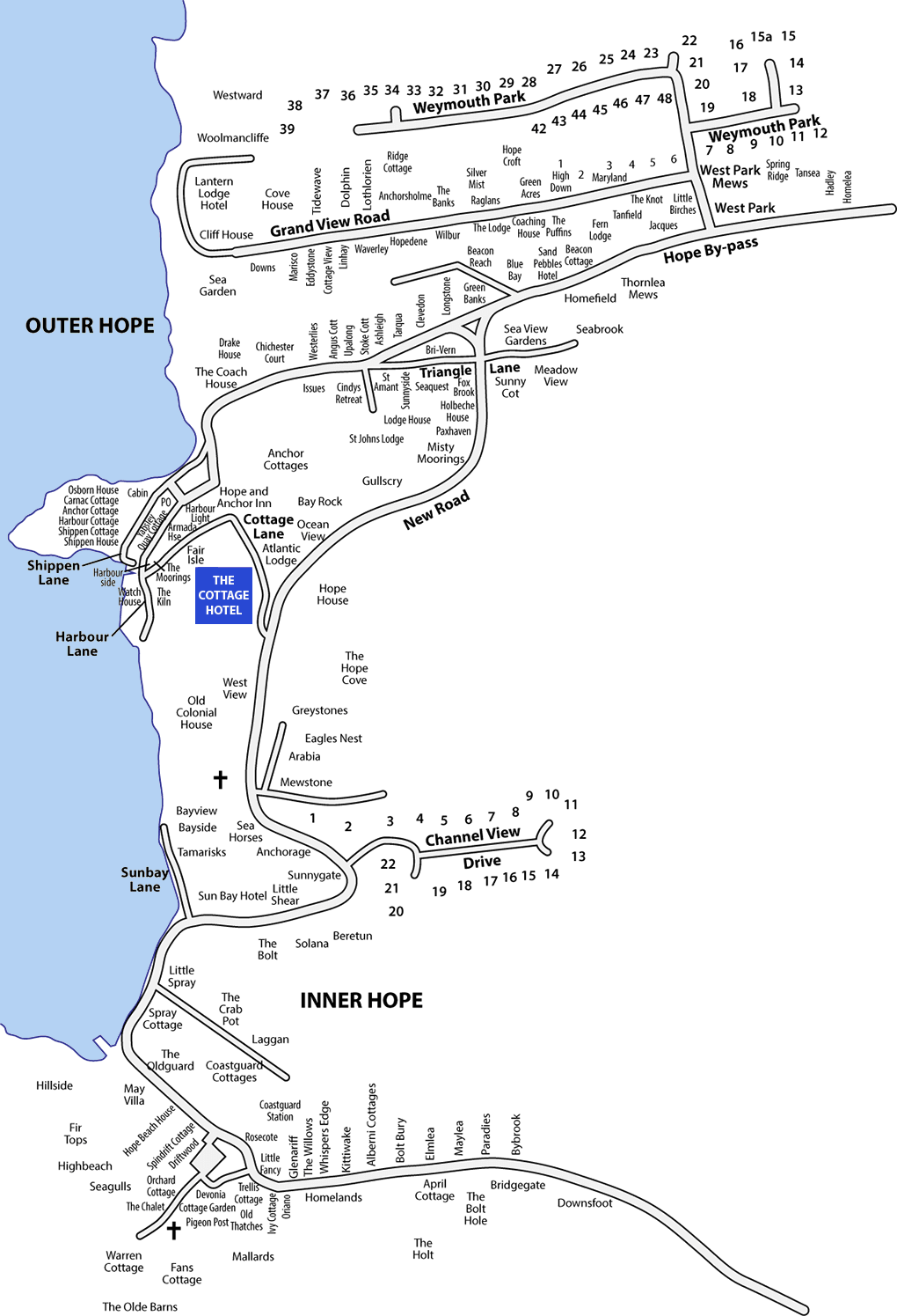 House name map of Hope Cove